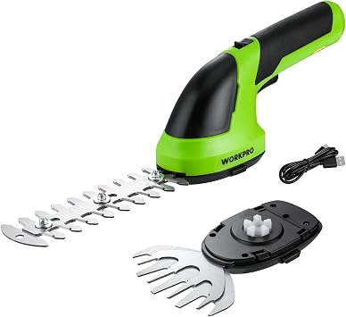 WORKPRO Forbici a Batteria 2 in 1, Cesoia Elettrica a Batteria al Litio 7,2V 2Ah, Larghezza di Taglio 100mm, Lunghezza di Taglio 150mm, Adatto al Giardino (Verde)