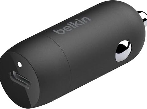 Belkin BoostCharge Caricabatteria da auto rapido da 30 W, design compatto con porta USB-C PD, caricatore auto USB C, compatibilità universale per iPhone 16, 15, 14, Galaxy S24, S23, Note, iPad, Pixel