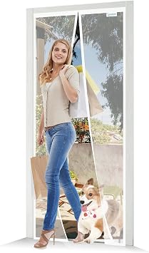 Zanzariera Porta Finestra 85×210, JOY2SEE Zanzariera Magnetica Bianco, Proteggere la Famiglia