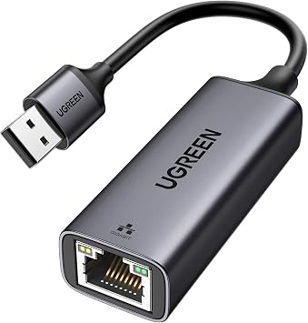 UGREEN Adattatore Ethernet USB 3.0 Gigabit 1000 Mbps Alluminio LAN (Nero) | Compatibile con Switch Windows Mac OS Linux Mi Box