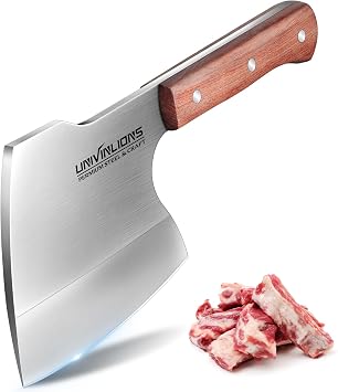 univinlions mannaia da cucina A codolo pieno,mannaia giapponese per carne | E ossa,coltello da macellaio estremamente affilato, mannaia forgiata A mano, mannaia da macellaio per cucina campeggio BBQ