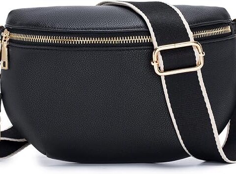 Roulens Borsa a Tracolla da Donna Alla Moda Marsupio in Pelle PU Morbida di Grande Capacità con Tracolla Larga Regolabile e Rimovibile