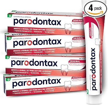 Parodontax Dentifricio Original, per Gengive Sane e Denti Forti, Uso Quotidiano, Alito Fresco, Gusto Migliorato, 4 x 75ml