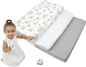 Medi Partners Lenzuola Lettino Set 3 Neonato 60×120-100% Cotone Lenzuolo con Angoli Culla Coprimaterasso fitted Materassino Sheet Letto Bambino Lenzuolino (Safari-Bianco-Grigio)