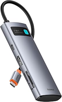 Baseus Hub USB C 7 in 1 Adattatore con HDMI 4K@60Hz, PD 100W, 3 USB-A 3.0 5Gbps, Lettore Schede SD/TF, Docking Station per Computer Portatili per MacBook/Surface Pro/iPad/Steam Deck/Rog Ally/Samsung