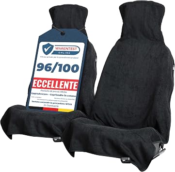 Upgrade4cars 2 x Coprisedile Auto Anteriore in Spugna di Cotone Nero | Spugna di cotone | Assorbe sudore e umidità | Lavabile | 2 coprisedili anteriori