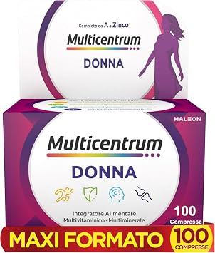 Multicentrum Donna Integratore Multivitaminico Completo, 100 Compresse | con Vitamina D, K, Acido Folico, Calcio, Ferro
