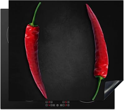 KitchenYeah© Copri Piano Induzione Cucina Coprifornelli Copertura | 58×51 cm – Protezione Cottura Tutto per la Cucina Pepe – Rosso – Erbe – Nero