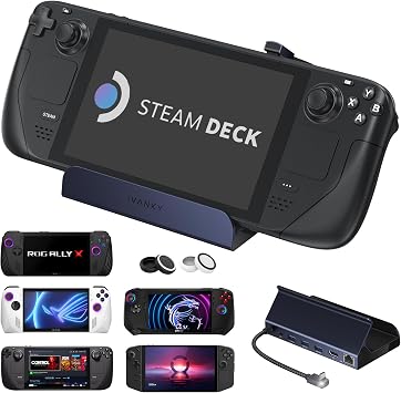 iVANKY 4K@144Hz 8-in-1 ROG Ally X Dock, 3*USB-A 3.0, Carica USB-C da 100W | Ethernet da 1Gbps, Docking Station Compatibile con ASUS ROG Ally X/Lenovo Legion go/Valve Steam Deck OLED, con HDMI 2.1