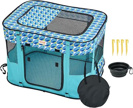 VEVOR Box per Cani Portatile Rettangolare 812×609 mm Box per Cuccioli Gatto Coniglio Pieghevole in Tessuto Oxford 600D, Cerniera Impermeabile Esterno Interno da Campeggio Viaggio Attività all’Aperto