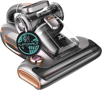 JIGOO T600 Aspiratore per Materassi con luce UV e Vibrazione, 700W 15kpa Battimaterasso Antiacaro, Rimuove il 99,9%, Indicatore LED, 60 ℃ 5s, Riscaldamento Rapido, 72 dB Design Silenzioso