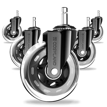 COSYLAND Set 5 Ruote Sedia Ufficio 11x22mm – Rotelle Sedia Ufficio Ultra Silenziose 360° con Doppio Cuscinetto, Portata 300KG – Per Parquet e Pavimenti Duri