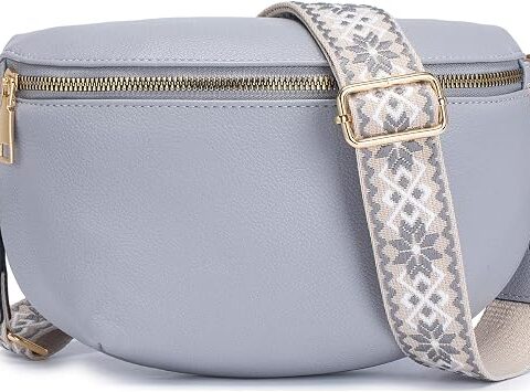 Roulens Borsa a Tracolla da Donna Alla Moda Marsupio in Pelle PU Morbida di Grande Capacità con Tracolla Larga Regolabile e Rimovibile