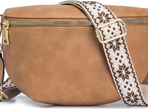 Roulens Borsa a Tracolla da Donna Alla Moda Marsupio in Pelle PU Morbida di Grande Capacità con Tracolla Larga Regolabile e Rimovibile