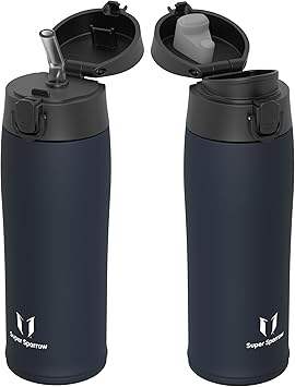 Sparrow Borraccia Termica bambini 500/750/950ml Bottiglia – 2 Coperchi | Borracce Antiperdita, Acciaio Inox Bottiglia, Senza BPA, Lavabile in lavastoviglie, TwinSip, Scuola, sport, Viaggio