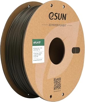 eSUN Filamento PLA fibra di carbonio 1,75 mm, PLA-CF Filamento 1kg Marrone | Rinforzato in fibra di carbonio per estrema rigidità. Basso restringimento e alta resistenza. Precisione +/- 0,03 mm.