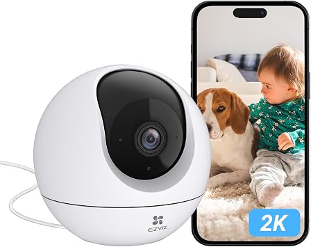 EZVIZ Telecamera IP WiFi 360° 2K Telecamera di Sorveglianza Interna, Visione Notturna Colore, AI Rilevamento Umano, Monitoraggio automatico, Audio Bidirezionale, Supporta Scheda Fino a 512GB, C6C 3MP