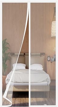 Zanzariera Magnetica per Porte, Varie Taglie, Versione aggiornata, 115×210 cm, Tenda Zanzariera, Maglia Fine, Adatto per balconi, cantine, camere da letto e porte scorrevoli, Strisce Bianche