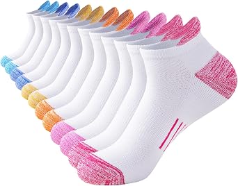 Niofind Calzini Corti Donna, 6 Paia, per Running, Imbottiti | Calze running traspiranti con rete sul dorso, 78,6% Cotone, suola imbottita e linguetta sul tallone; EU 35-42