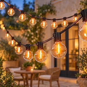 Torkase Catena Luminosa Esterno 33M/110FT, G40 Luci da Esterno Giardino con 50+2 LED, 2200K Bianco Caldo Impermeabile Catena Luci Esterno, Adatta per Festival Matrimoni Feste Giardini Terrazze