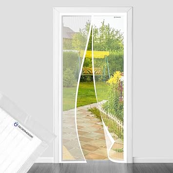 DESIGN4DOOR Zanzariera Magnetica 75 x 205 cm per Porta Finestra, Ultima Versione di Tenda Zanzariera con Magneti, Proteggete la Vostra Famiglia Dalle Zanzare, Bianco