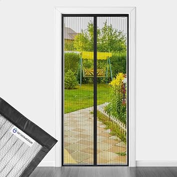 DESIGN4DOOR Zanzariera Magnetica 105 x 235 cm per Porta Finestra, Ultima Versione di Tenda Zanzariera con Magneti, Proteggete la Vostra Famiglia Dalle Zanzare, Nero