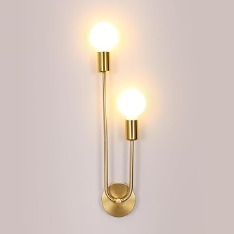 Riserva Applique da Parete Interno Oro E27, 2 Luci | Lampada da Parete Vintage Industriale Metallo per Camera da Letto, Soggiorno, Corridoio, Cucina, Bar, Caffè, Ristorante