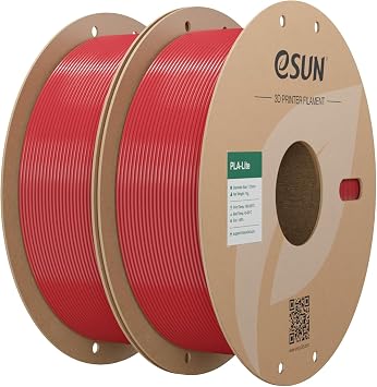 eSUN PLA Lite Filamento 1,75 mm, filamento modificato PLA 2kg Rosso Fuoco | Precisione dimensionale +/- 0,03 mm. Stampa fluida e veloce senza intasamenti. Materiale premium per stampanti 3D FDM.