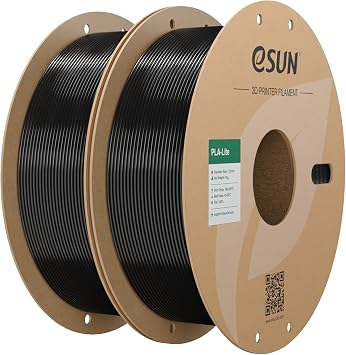 eSUN PLA Lite Filamento 1,75 mm, filamento modificato PLA 2kg Nero | Precisione dimensionale +/- 0,03 mm. Stampa fluida e veloce senza intasamenti. Materiale premium per stampanti 3D FDM.