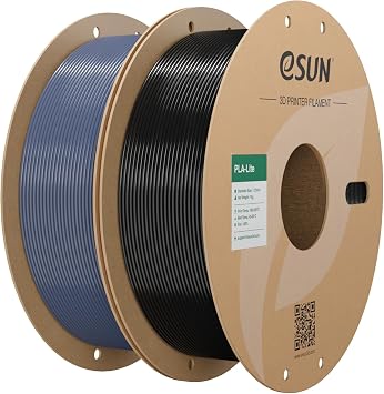 eSUN PLA Lite Filamento 1,75 mm, filamento modificato PLA 2kg Grigio & Nero | Precisione dimensionale +/- 0,03 mm. Stampa fluida e veloce senza intasamenti. Materiale premium per stampanti 3D FDM.