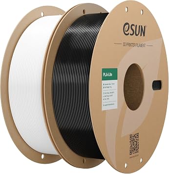 eSUN PLA Lite Filamento 1,75 mm,filamento modificato 2kg Bianco Freddo Nero | Precisione dimensionale +/- 0,03 mm. Stampa fluida e veloce senza intasamenti. Materiale premium per stampanti 3D FDM.