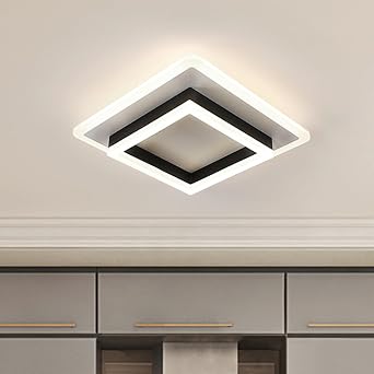 SENQIU Plafoniere LED, Lampada da Soffitto Moderna 30W 3375LM | Plafoniera Quadrato Nera per Soggiorno, Cucina, Camera da Letto, Corridoio, Luce Naturale 4500K, 30CM