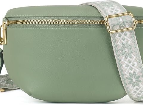 Roulens Borsa a Tracolla da Donna Alla Moda Marsupio in Pelle PU Morbida di Grande Capacità con Tracolla Larga Regolabile e Rimovibile