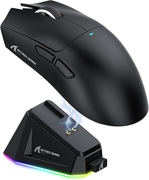 ATTACK SHARK X11 Gaming Mouse with Magnetic Charging Dock, PixArt PAW3311 Gaming Sensor, BT/2.4G Wireless/Wired Gaming Mouse, 22000 DPI, Office Mice Gamer Mice for Win11/Xbox/PS/Mac (Black)