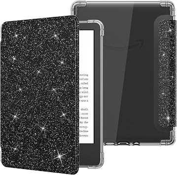 MoKo Custodia per Kindle Basic 11ª Generazione 6″ (2024/2022), Nero Glitter | Cover Leggera con per eBook Reader in TPU Morbido Auto Sveglia/Sonno per Tablet
