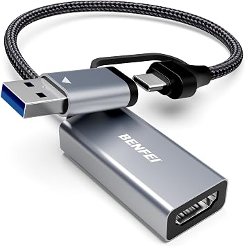 BENFEI scheda acquisizione video, acquisizione da 4K HDMI a USB C 3.0, 1080P HD 60FPS Grabber audio video registrazione per Streaming Video Giochi OBS Compatibile con PC Switch PS5 Xbox TV Stick iPad