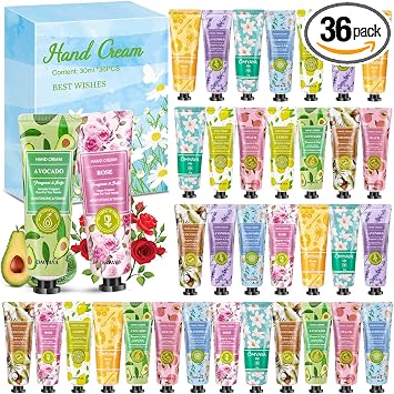 36 x 30 ml Set Mini Creme Mani Regalo di Natale, per Mani Secche,Screpolate | per il Piede, per l’inverno, Profumo, per il Giorno, Crema Idratante per il Corpo, Compleanno