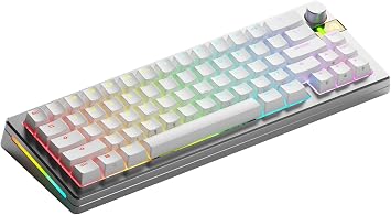 Glorious Gaming GMMK 3 PRO HE : clavier gaming sans fil réactif, effet Hall, corps alu, taux de polling 8K, switches MX et HE (hot swap), activation ajustable, compact 65%, américaine QWERTY – Argenté