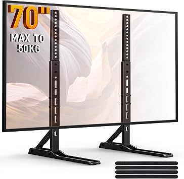 Perlegear Supporto TV da Tavolo per Televisori da 22-70 Pollici, Supporto TV Universale con 3 Opzioni di Altezza, Base di Ricambio per TV, Sostiene fino a 50 kg, VESA Massimo 800×600 mm