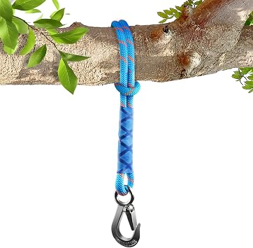 Vicloon Corda per Altalena, 120 cm Corda Altalena con Gancio Resistente, Contiene Fino a 200 kg, Set di Fissaggio per Campeggio All’Aperto, Amaca, Altalene, Blu