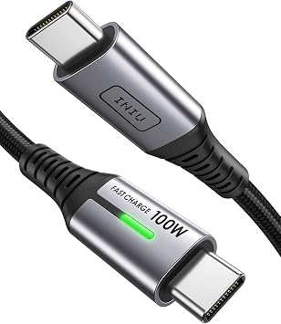 INIU Cavo USB C a USB C 100W, 3m Cavo USB Type-C PD 5A Ricarica Rapida | Ricarica Rapida, Indicatore LED, USBC Nylon Cavo per iPhone 18 17 16 Pro Max, Samsung Galaxy S26 S25 Ultra, Pixel 10 9a, etc