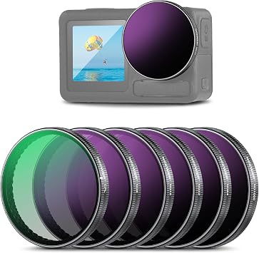 NEEWER Set Filtri ND Compatibile con DJI Osmo Action 3/4/5 Pro, 6pz, ND8+ND16+ND32+ND64+ND1000+CPL, Accessori Action Camera, Filtro a Densità Neutra Polarizzante, Vetro Ottico HD Multistrato, FL-A78