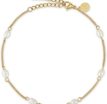 GD GOOD.designs Cavigliera con vere perle d’acqua dolce – Cavigliera perle impermeabile – Cavigliera regolabile da donna in oro, argento e oro rosa
