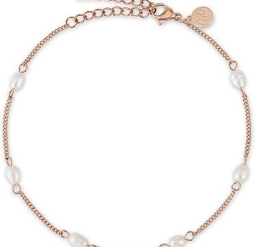 GD GOOD.designs Cavigliera con vere perle d’acqua dolce – Cavigliera perle impermeabile – Cavigliera regolabile da donna in oro, argento e oro rosa