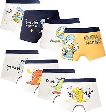 Tolmaiertu 3-13 Anni Boxer Bambino Ragazzo Mutande Bambini 8 Pezzi Cotone Morbido e Traspirante Boxer per Bambino