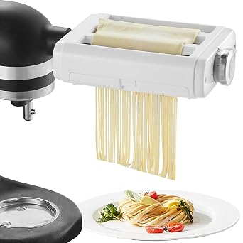 VEVOR Accessorio Rullo per Sfogliatrice di Pasta Adatto per Impastatrice, Rullo di Tagliapasta Acciaio Inox 3-in-1 Compatibile per Robot da Cucina Spessore Regolabile 8 Livelli