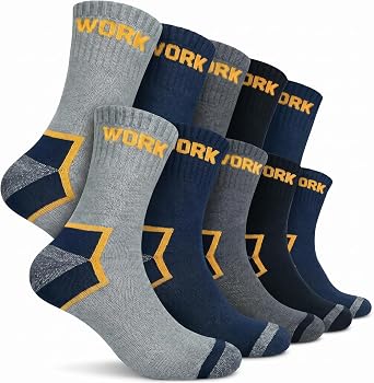 Calze da Lavoro Uomo Donna Rinforzate in Cotone con Fondo Imbottito PRO | Traspiranti con Tallone e Punta Rinforzati, Work Socks Morbidi e Comodi, Progettate per Durare in Lunghe Giornate di Lavoro