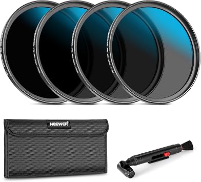 NEEWER Set di Filtro ND da 77mm per Obiettivo, ND16/ND32/ND64/ND1000, Penna Pulizia per Lenti, Custodia per Filtri, Kit di Accessori Filtri HD Compatibile con Canon Nikon Sony Obiettivi Fotocamere