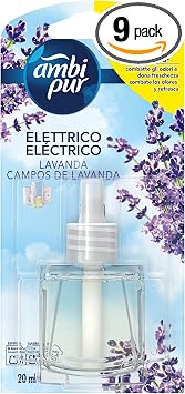 Ambi Pur Mono Profumatore Elettrico, Elimina Odore, 9 Ricariche, Lavanda | Deodorante Ambiente con Tecnologia Anti Odore, Rinfresca l’Aria e Dona Freschezza, Durata Fino a 45 Giorni, Facile da Usare