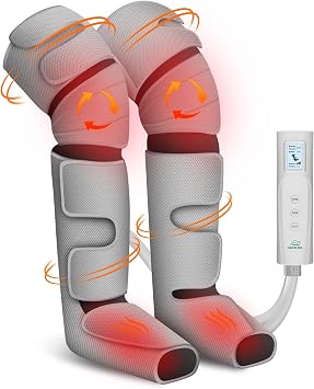 Snailax Massaggiatore per gambe a compressione | Massaggiatore per Ginocchia con Calore, Massaggiatore Gambe con Impastamento 4D, Massaggio Profondo, Regalo, Grigio